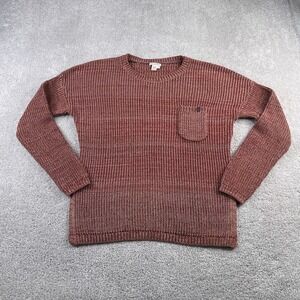 Carbon 2 Cobalt Sweater Womens Medium Brown Chunky Fisherman Pocket Slit Hem